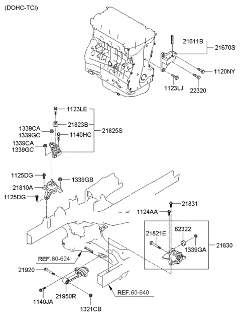 2013 Kia Sportage Engine Support Bracket Assembly Diagram for 218202S000