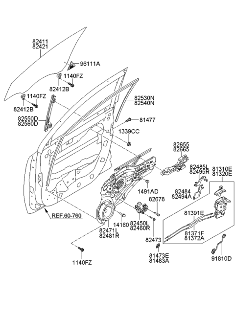 2012 Kia Sportage Panel Assembly-Front Door Module Diagram for 824713W000