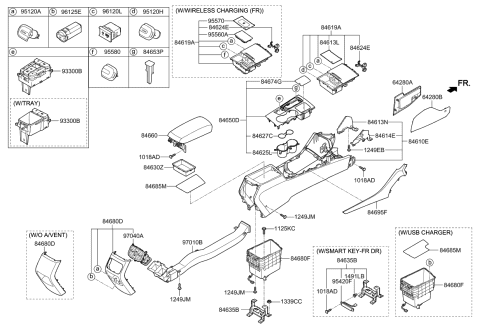 2020 Kia Optima Cover Assembly-Console U Diagram for 84650D5000SH6