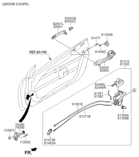 2015 Kia Forte Koup Rod-Front Door Outside Handle LH Diagram for 81381A7001