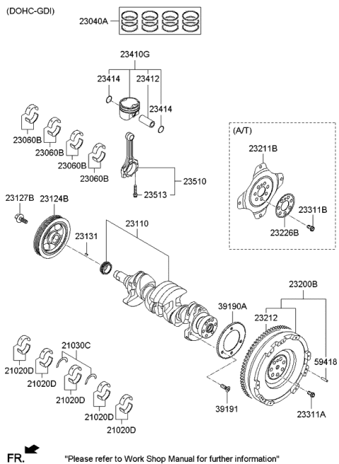 2014 Kia Forte Koup Bearing Pair Set-Crank shaft Diagram for 210202E021