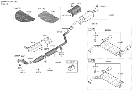 2014 Kia Forte Koup Rear Muffler Assembly Diagram for 28710A7650