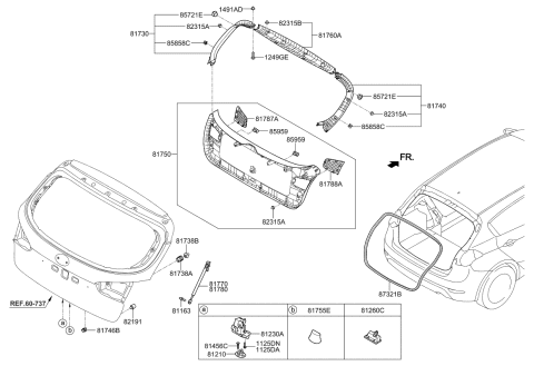 2014 Kia Forte Weatherstrip-Tail Gate Opening Diagram for 87321A7500