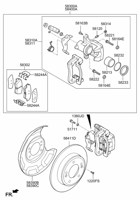 2015 Kia Forte Koup Rear Disc Brake Assembly, Right Diagram for 58230A7300