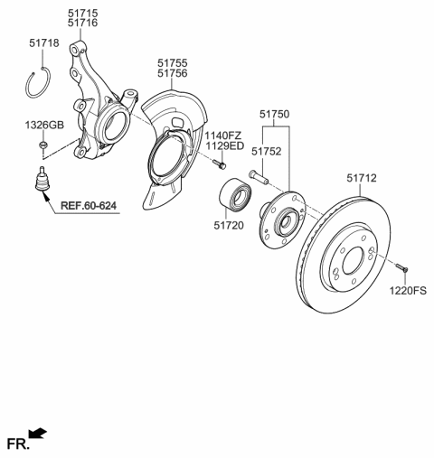 2015 Kia Forte Koup Front Axle Knuckle Left Diagram for 51715A7000