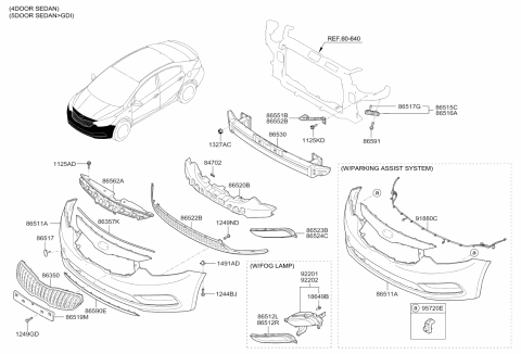 2015 Kia Forte Front Fog Lamp Assembly, Left Diagram for 92201A7310