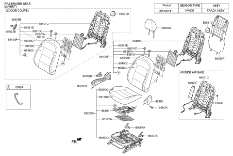 2014 Kia Forte Back Assembly-Front Seat Pa Diagram for 88400A7850K3C