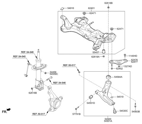 2014 Kia Forte Bolt-Crossmember Mounting Diagram for 624521R000