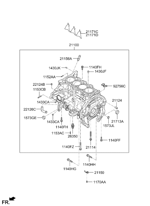 2014 Kia Forte Block Assembly-Cylinder Diagram for 211002E051