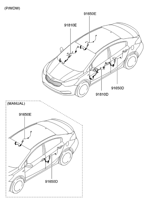 2016 Kia Forte Wiring Assembly-Front Door(Pa Diagram for 91610A7231