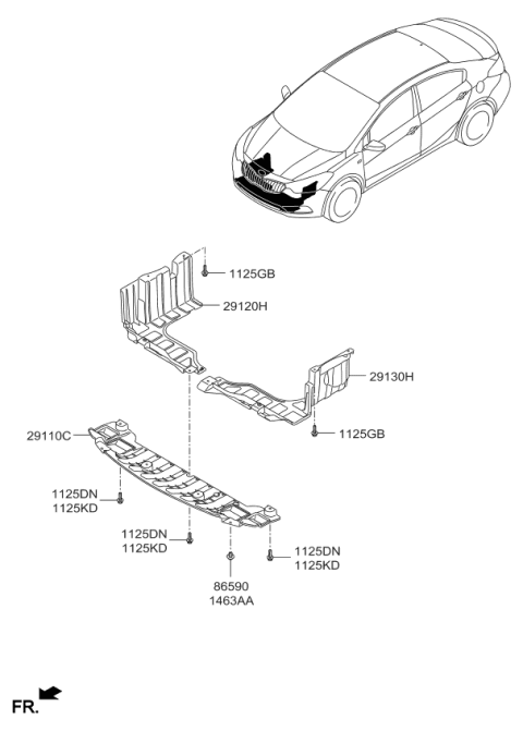 2014 Kia Forte Panel Assembly-Under Cover Diagram for 29110A7000