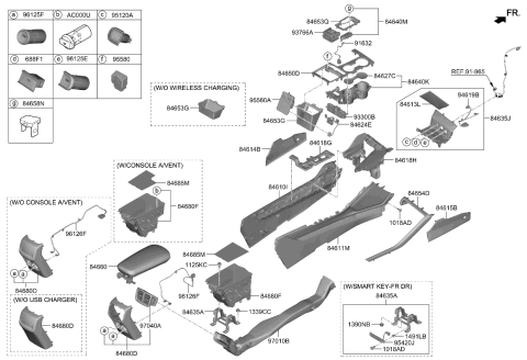 2024 Kia K5 Console Armrest Assembly Diagram for 84660L3000C97