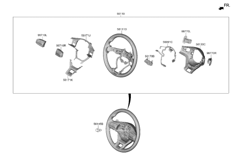 2023 Kia K5 Steering Wheel Assembly Diagram for 56110L3BD0QA1
