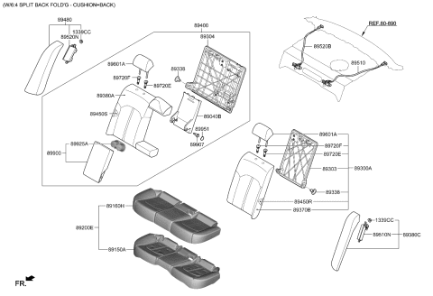 2021 Kia K5 Rear Seat Armrest Assembly Diagram for 89900L3020HS9