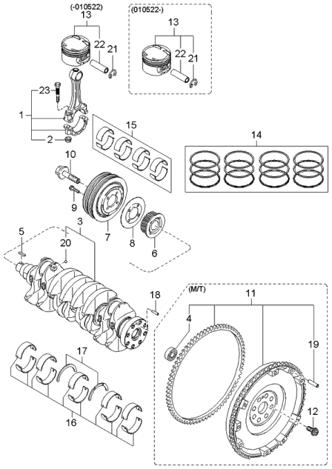 2003 Kia Spectra Piston Set Diagram for 234102Y902