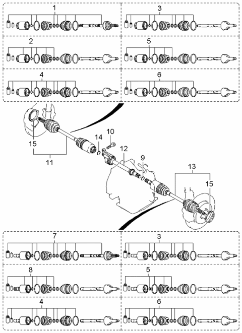 2002 Kia Spectra Boot Set-Out Joint Diagram for 0K2A522530