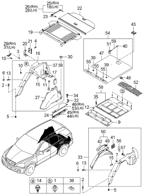 2006 Kia Sorento Net-Box Tray,LH Diagram for 855463E000FC