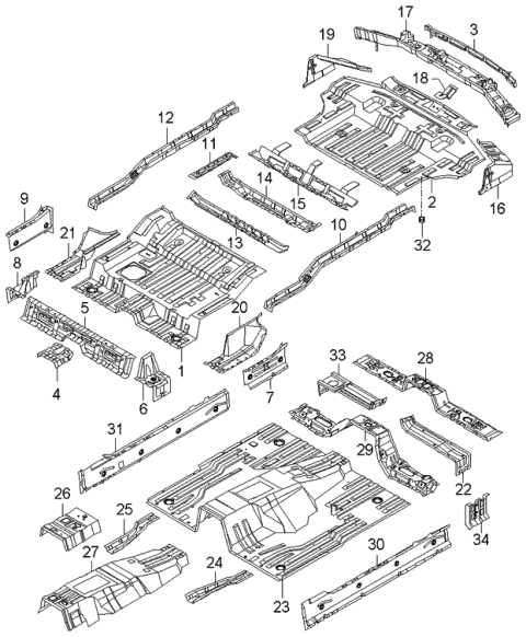 2006 Kia Sorento Panel Assembly-Rear Floor Diagram for 655773E310