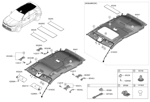 2024 Kia Niro EV Sunvisor & Head Lining Diagram