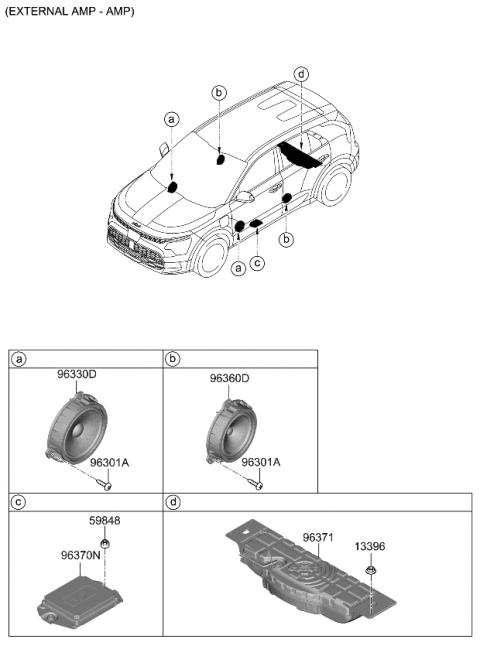 2023 Kia Niro EV EXTERNAL AMP ASSY Diagram for 96370AO500