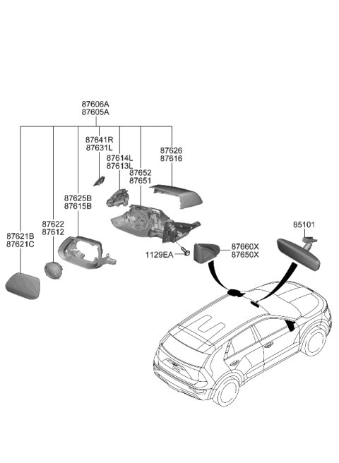 2024 Kia Niro EV MIRROR ASSY-OUTSIDE Diagram for 87610AT400