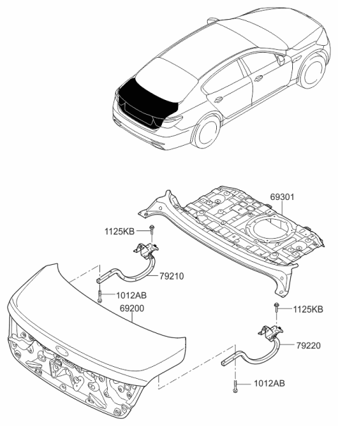 2017 Kia K900 Panel Assembly-Rear PACKAG Diagram for 693003T010