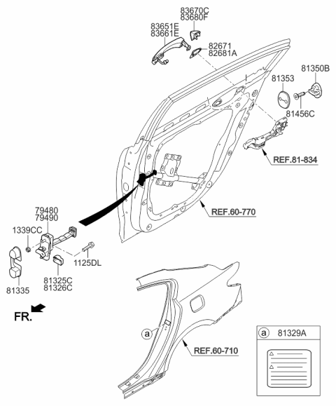 2016 Kia K900 Cover-Rear Door Outside Handle Diagram for 836623T100MBN