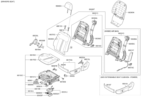 2016 Kia K900 HEADREST Assembly-Front Diagram for 887003T000KHZ