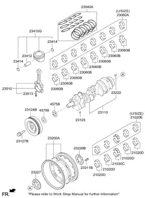 2016 Kia K900 Bearing Pair Set-Crank shaft Diagram for 210203F392