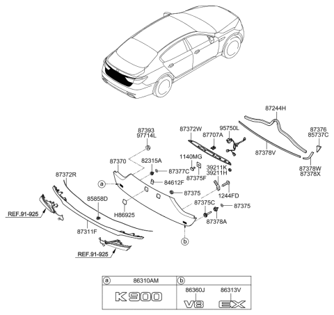 2016 Kia K900 Camera Assembly-Back View Diagram for 957603T500