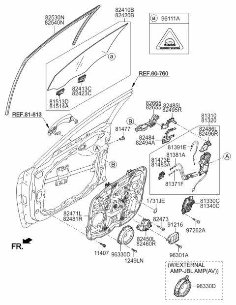 2017 Kia K900 Cable Assembly-Front Door S/L Diagram for 813913T000