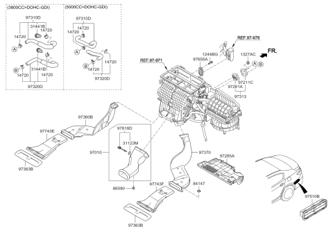 2016 Kia K900 Hose Assembly-Water Outlet Diagram for 973123M300