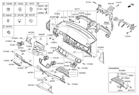 2018 Kia Rio Cover Assembly-Crash Pad Main Diagram for 84780H9000WK