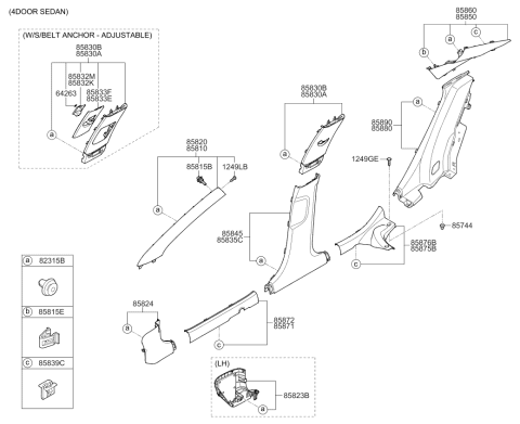 2018 Kia Rio Cover-Height ADJUSTER LH Diagram for 85833H9000BF3