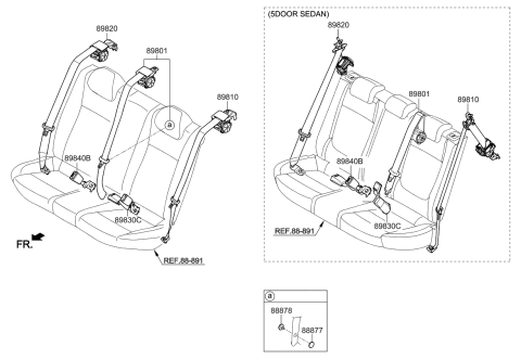 2020 Kia Rio Rear Seat Belt Buckle Assembly Diagram for 89830H9500WK