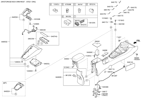 2020 Kia Rio Console Armrest Assembly Diagram for 84660H8000WK