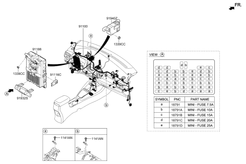 2020 Kia Rio Instrument Junction Box Assembly Diagram for 91950H9510