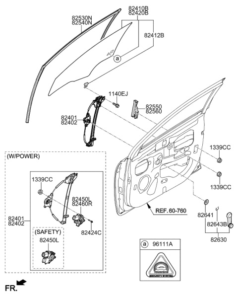 2020 Kia Rio Glass Assembly-Front Doo Diagram for 82420H9040