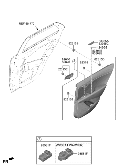 2023 Kia Niro Rear Door Trim Diagram