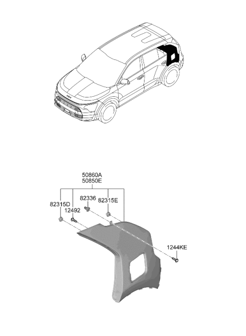 2023 Kia Niro Quarter Window Diagram