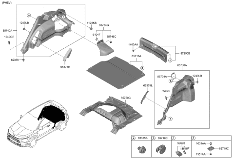 2024 Kia Niro TRIM ASSY-LUGGAGE SI Diagram for 85740AT000CCV