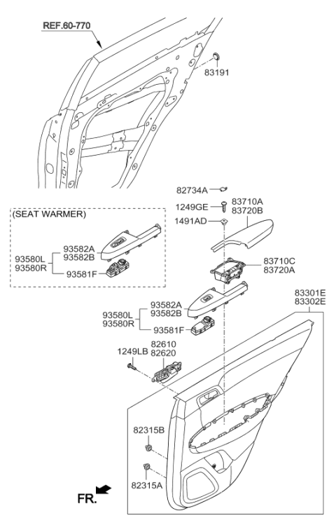 2018 Kia Sportage Rear Door Armrest Assembly, Left Diagram for 83710D9010WK
