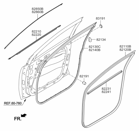 2018 Kia Sportage MOULDING Assembly-Front Door Diagram for 82850D9000