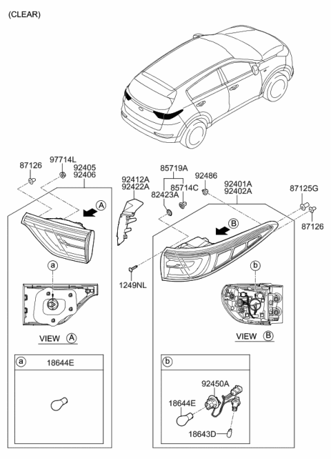 2018 Kia Sportage Lamp Assembly-Rear Combination Diagram for 92401D9020