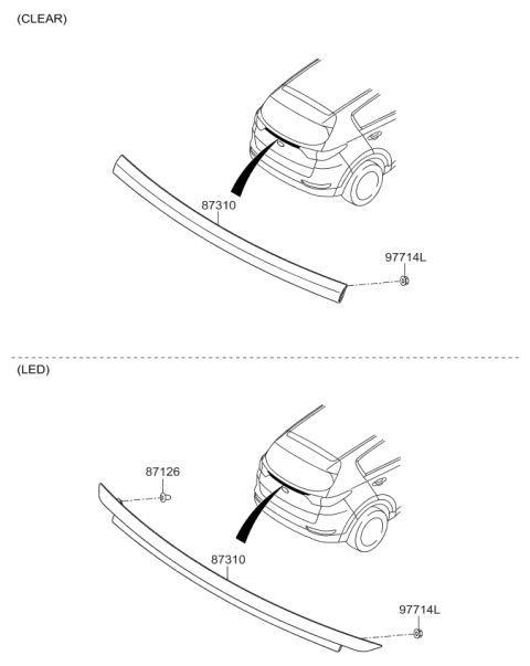 2019 Kia Sportage Garnish Assembly-Tail Gate Diagram for 87310D9200