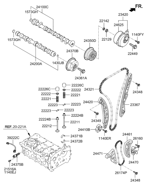 2016 Kia Sportage Camshaft Assembly-Exhaust Diagram for 242002GTA0