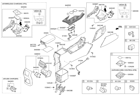 2016 Kia Sportage GARNISH Assembly-Console Diagram for 84690D9000WK
