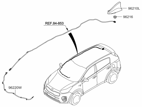 2016 Kia Sportage Combination Antenna Assembly Diagram for 96210D9300UD