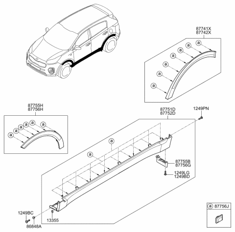 2017 Kia Sportage MOULDING Assembly-Side S Diagram for 87752D9000