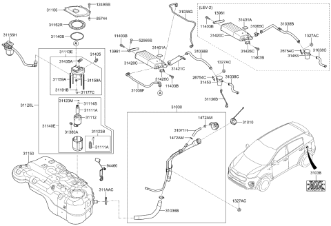 2019 Kia Sportage Bracket-Canister Diagram for 31426D3500